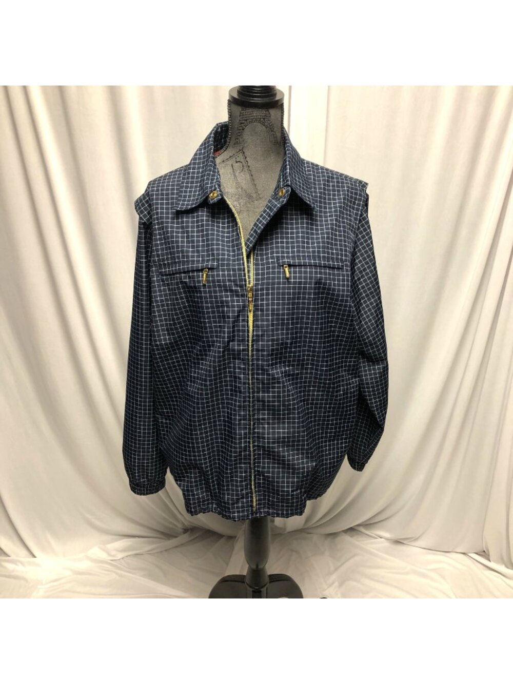 Catalina Jacket Womens Size Large Navy White Full Zip Pockets Lined Windbreaker